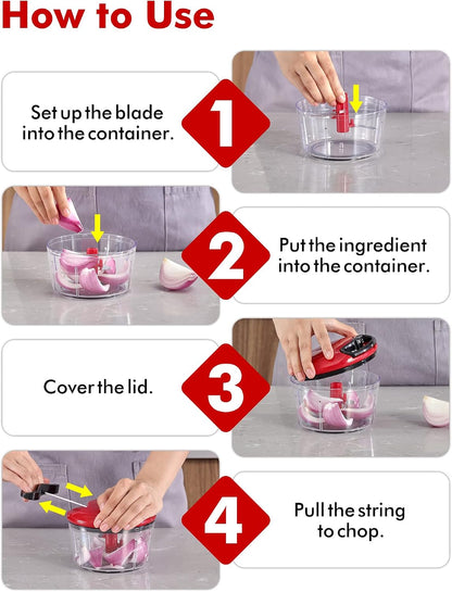 GDL Food Chopper, Vegetable Chopper, Pull String Onion Chopper Dicer, 800ML