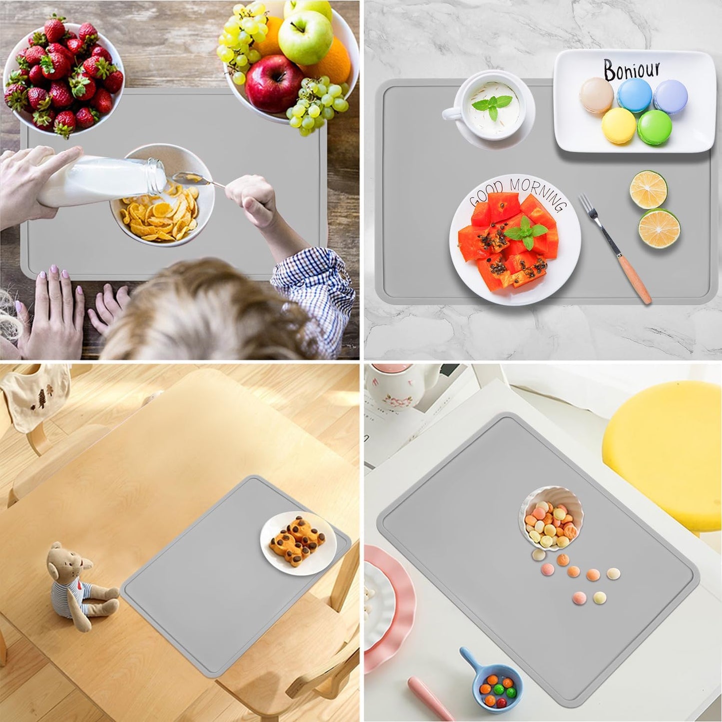 Extra Large Silicone Mats for Kitchen Counter, 27.6'' x 19.7'' Nonskid Silicone Placemats for Kids, Nonstick Purple Silicone Mat for Baking Crafts, Silicone Dab Mat Heat Resistant, 1Pack - Colors B