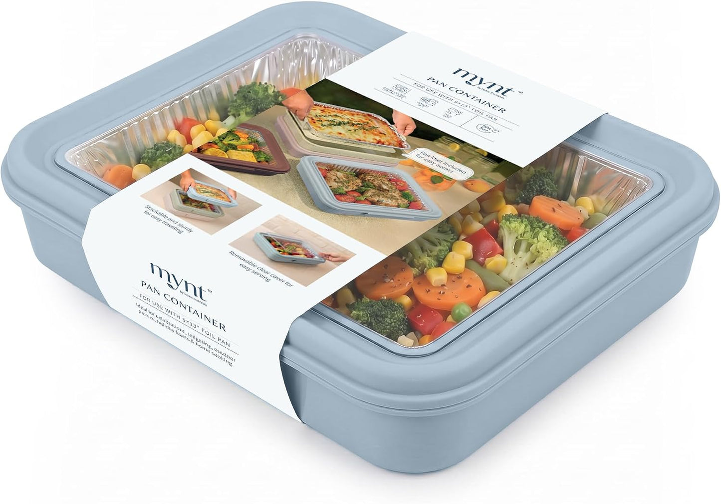 9x13 Pan Carrier with Aluminum Foil Pan – Insulated Food Carrier for Casseroles, Lasagna & Hot/Cold Dishes, Decorative Tabletop Serving Container with Lid for Parties, BBQ, Catering, Travel & Potlucks