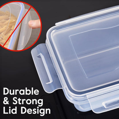 Food Storage Container Set, 50 Piece, Clear Plastic, Airtight Leak-Proof Lids, Meal Prep and Kitchen Organization
