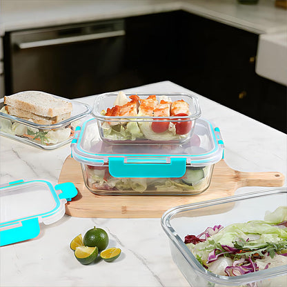 BAYZZ 10 Pack Glass Meal Prep Containers, Glass Food Storage Containers with Lids, Airtight Lunch Box, Freezer,Oven,Microwave and Dishwasher Safe
