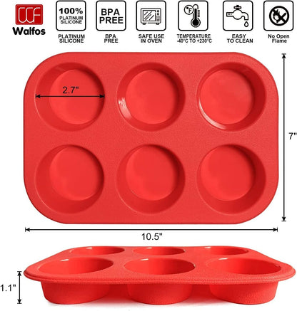 Walfos Silicone Cupcake Pan Set, 2-Piece Mini 24 Cups Muffin Baking Pan, BPA Free and Dishwasher Safe, Non-stick , Great for Making Muffin Cakes, Fat Bombs