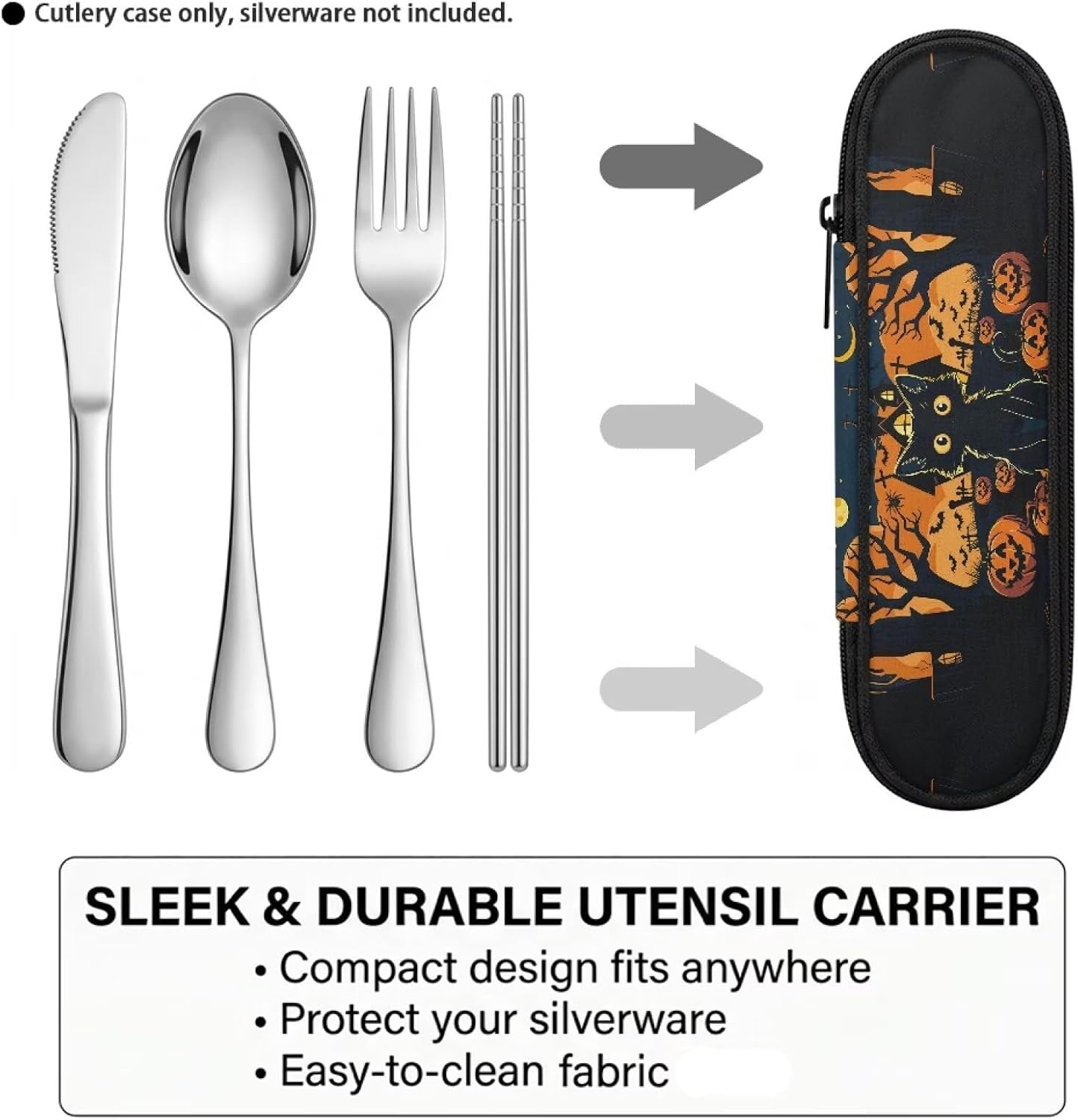 Travel Cutlery Set with Case for Kids Portable Utensil Case Reusable Silverware Pouch for School Travel Lunch Capybara Flower