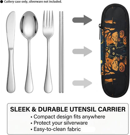 Travel Cutlery Set with Case for Kids Portable Utensil Case Reusable Silverware Pouch for School Travel Lunch Capybara Flower