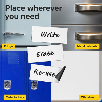 Dry Erase Magnetic Labels - Reusable Sticky Notes - Notepads for Refrigerator - Dry Erase Magnet Sheets - Blank Magnet Stickers to Write On - Magnets for Whiteboard Classroom Fridge