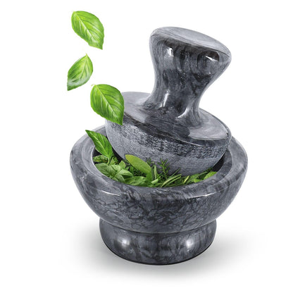 Flexzion Small Marble Mortar and Pestle Set, 4-Inch 1/2-Cup Bowl, White