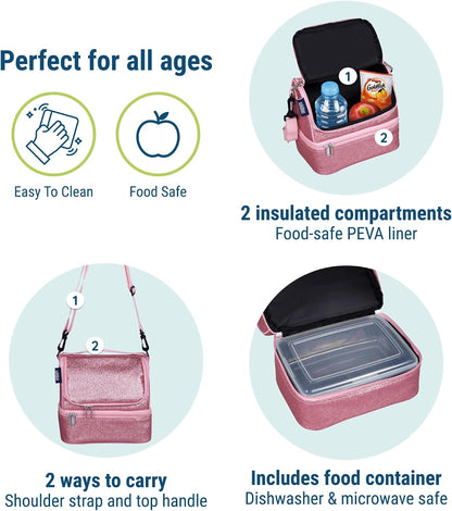 Wildkin Kids Two Compartment Insulated Lunch Bag – Keeps Food Hot or Cold, Easy-Clean Lining, Leak-Resistant & BPA-Free – Boys & Girls, Ideal for School, Travel & Daycare – Jurassic Dinosaurs