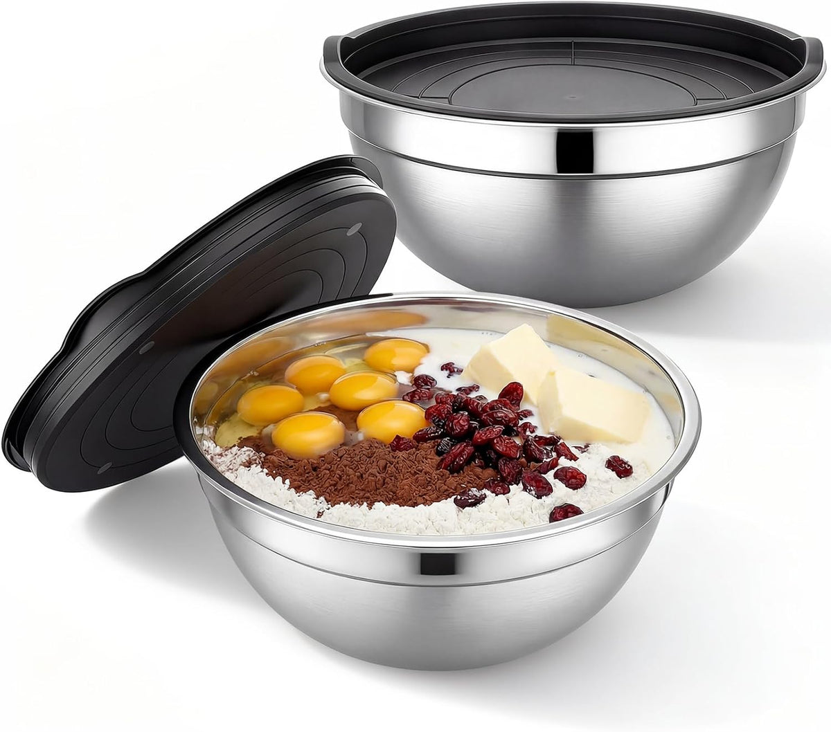 Beasea Stainless Steel Mixing Bowls, 5 Pack 1.5 QT Stackable Nesting Mixing Bowls with Airtight Lids, Metal Bowl with Lid for Baking, Meal Prepping, Salad, Serving, Food Storing