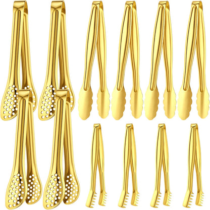 Chengu 12 Pack Stainless Steel Kitchen Tongs 7/9/12 Inches Food Serving Tongs Non Stick Cooking Clips for Kitchen Cooking Barbecue Buffet Wedding Family Gathering Grill Salad