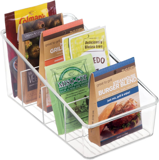 InterDesign Linus Kitchen Organizer Bin for Food Storage; Condiment/Dressing Pouches - Clear | Food Storage, Condiment/Dressing Pouches, Packet