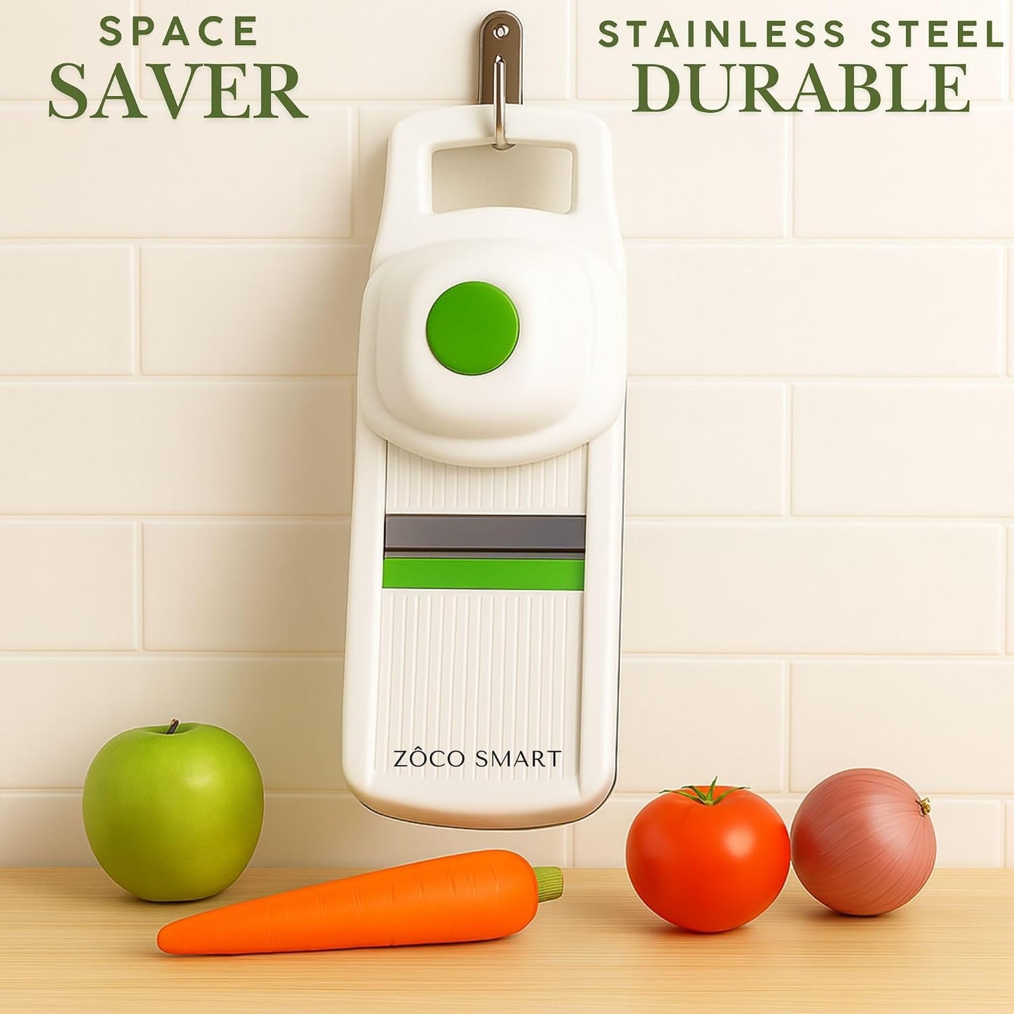 Vegetable Chopper & Mandoline Slicer – 14-in-1 Food Chopper, Vegetable Cutter, Dicer & Kitchen Slicer with 8 Stainless Steel Blades, Onion Chopper, Non-Slip Base & Safety Hand Guard by Zôco Smart