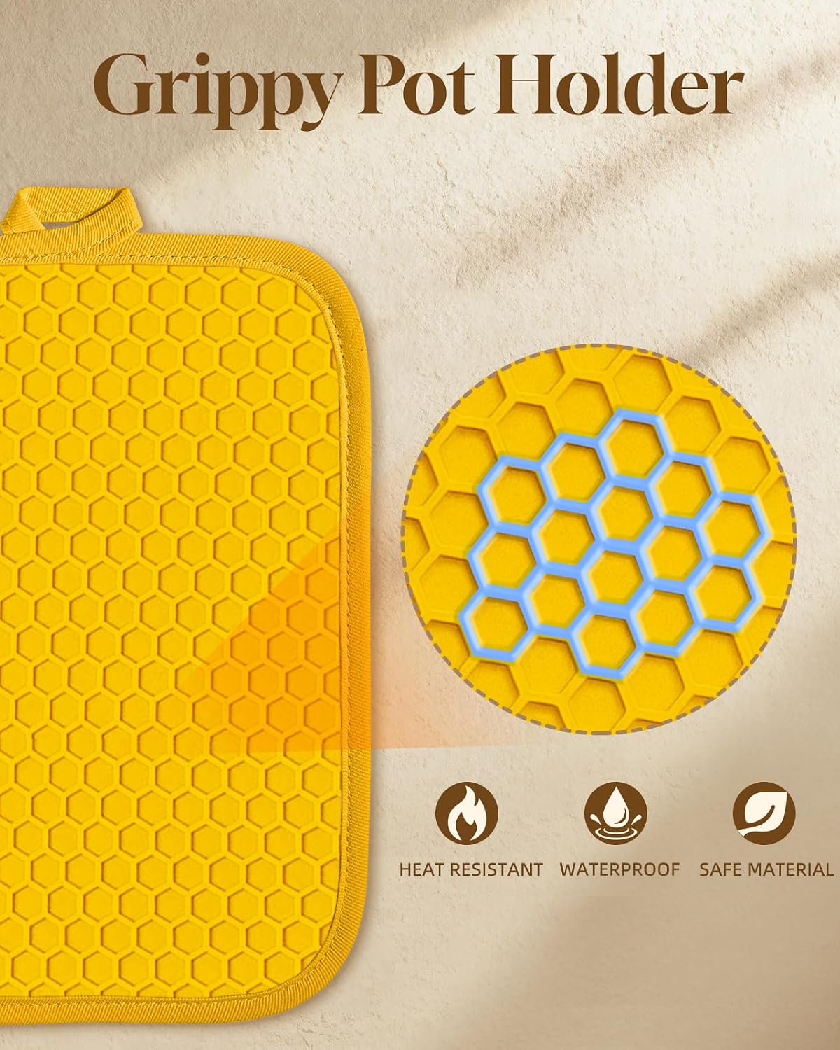 100% Cotton Potholders Textured Soft Silicone Grip Daisy Gingham