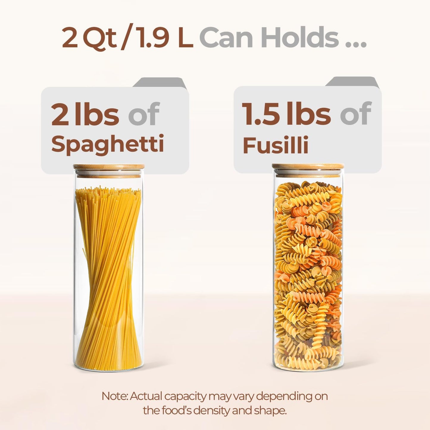 ComSaf 2Pcs Large Glass Storage Containers with Lids 4Qt, 1 Gallon Wide Mouth Flour Sugar Storage Containers, Large Capacity and Sealed for Rice, Cereal, Oat, Easy Clean and Scoop, Pantry Organization