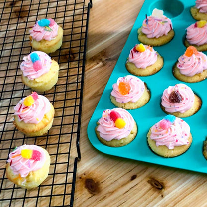 CAKETIME Silicone Muffin Pan Cupcake Pan Set - Mini 24 Cups and Regular 12 Cups Muffin Tin, Nonstick Food Grade Molds with 12 Baking Cups