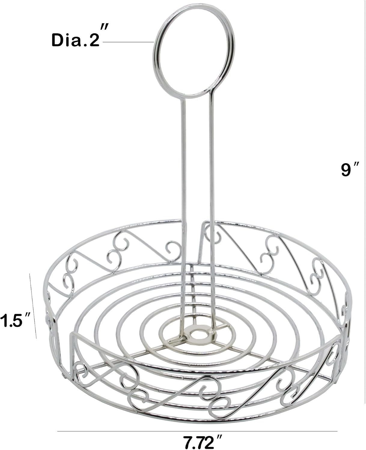 FixtureDisplays® Condiment Caddy Table Stove top Ketchup, Salt Peper Mustard Bottle Organizer, Scroll Design Chrome Finish 19690NEW