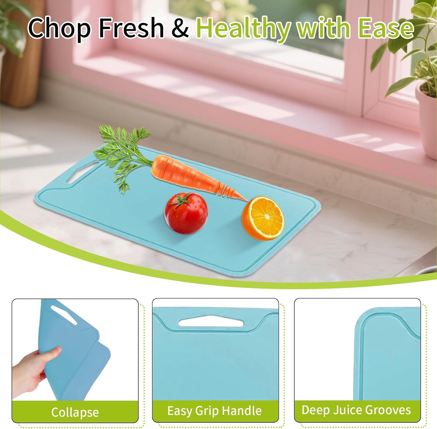 Silicone Cutting Board for Kitchen, 11.8''x 8.6'' Flexible Cutting Boards, BPA Free Non Slip Cutting Mat for Meat, Vegetables and Fruit with Easy Grip Handle, Dishwasher Safe (Deep purple)