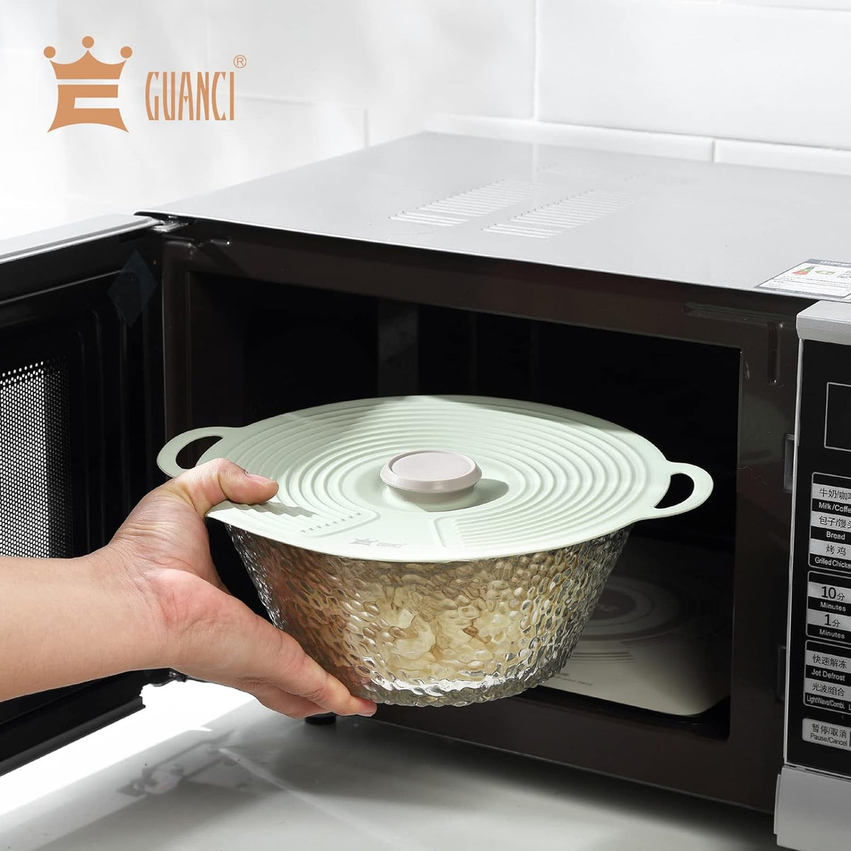 Silicone Lids for Bowl 3 Pack, Microwave Splatter Cover with 3 Sizes Reusable Heat Resistant Lids Fits Bowls, Plates, Pots, Pans, Skillets, Stove Top, Oven, Fridge Dishwasher Safe