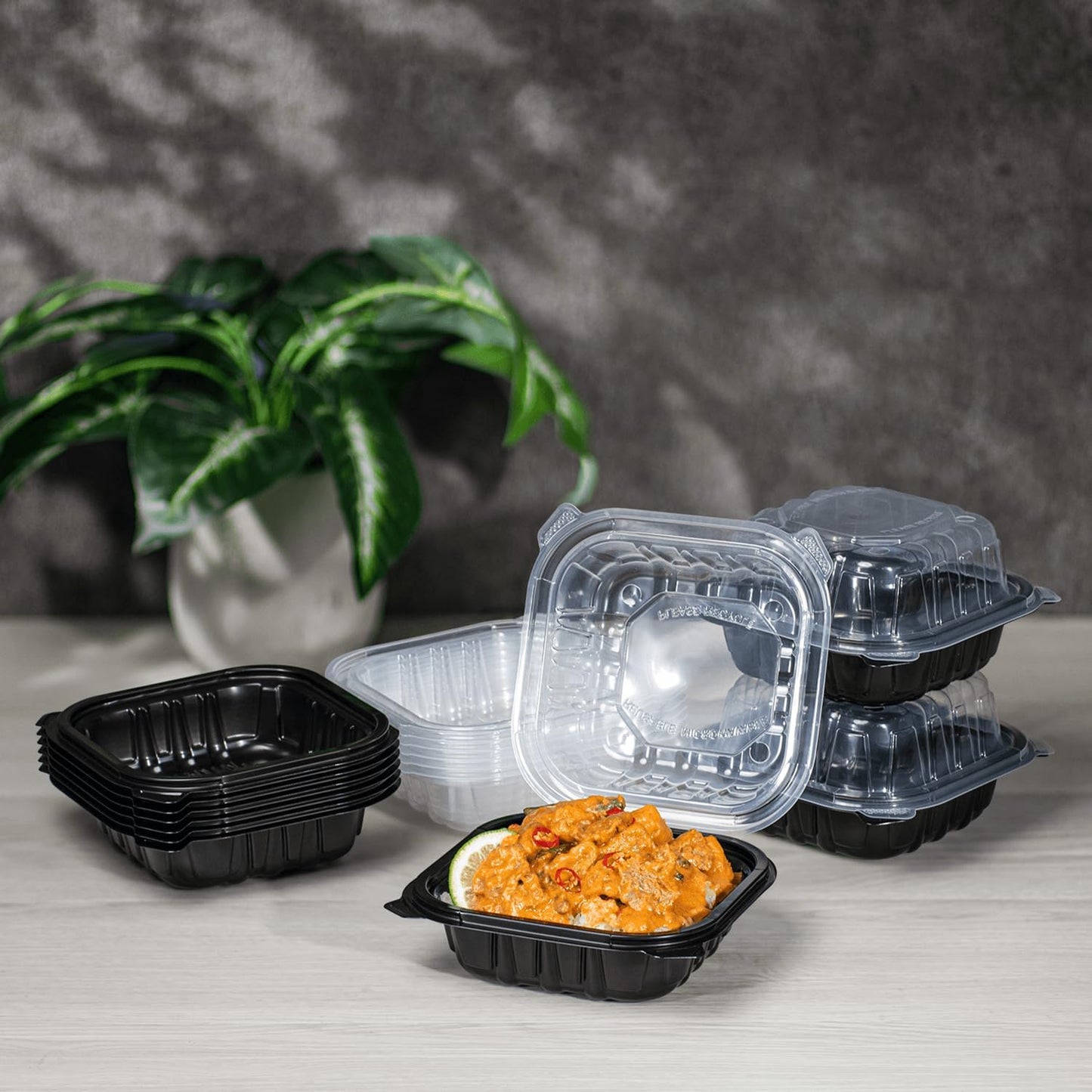 Karat Premium PP Hinged Container [150 ct], Take Out Food Containers - Case (9"x9", 3 compartments)