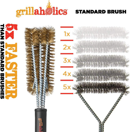 Grillaholics Grill Brush for Outdoor Grill - Safe Bristle Free BBQ Brush with Built-in Scraper – The Perfect Grilling Accessory for Cleaner Grilling