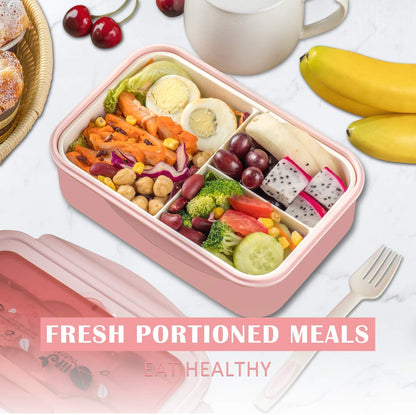 Bento Boxes for Adults - 1100 ML Bento Lunch Box Container For Kids With Spoon & Fork - Durable Perfect Size for On-the-Go Meal, BPA-Free and Food-Safe Materials(Grey)