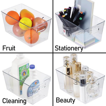 ZEXALOR 10 PACK Clear Storage Bins Clear Storage Containers for Kitchen Pantry Organization, Organizing Bins with Built in Handles, Cabinet Organizers