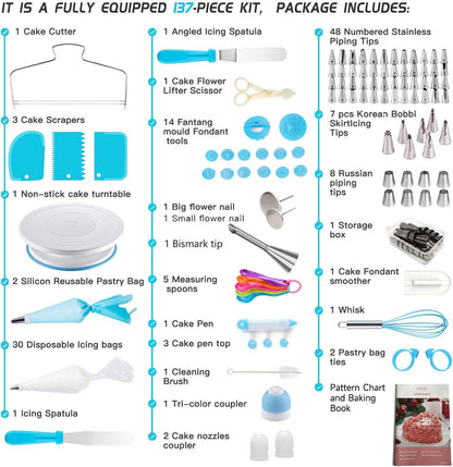Boyun 138 Cake Decorating Kit, Baking Supplies Tools for Beginners & Pros
