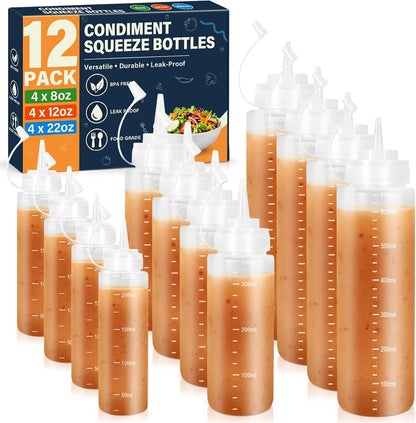 8oz Squeeze Bottles, Sauce Bottles, Squirt Bottle, Salad Dressing Bottle
