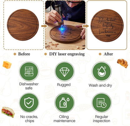 Nuenen 50 Pcs Mini Wooden Charcuterie Board Bulk, Small Wood Cutting Board for Crafts Laser Engraving with Knives Organza Bags Wedding Baby Shower Favors Gift (Square,Bamboo Color)