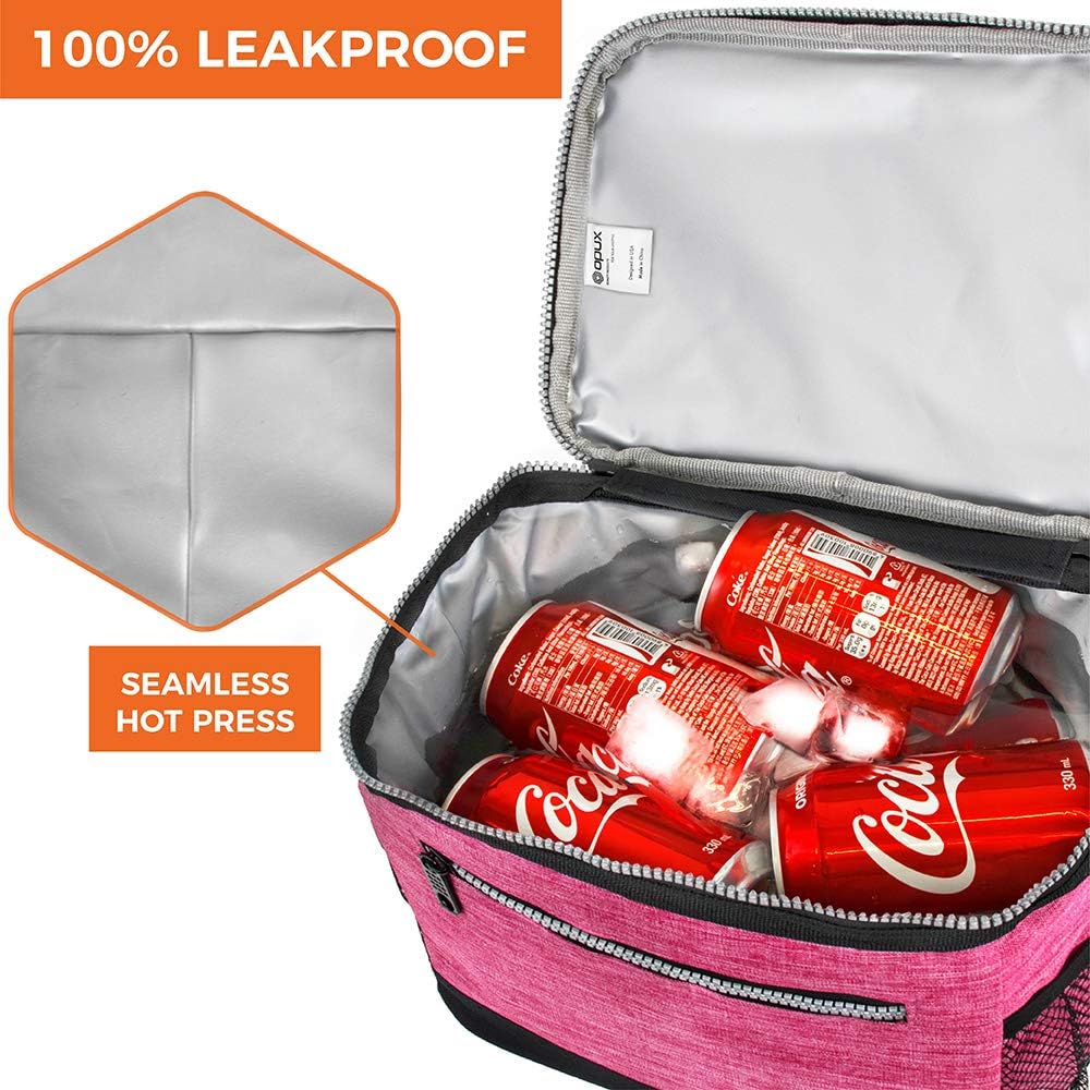 opux Insulated Lunch Box Men Women, Lunch Bag for Work School, Leakproof Soft Cooler Tote Adult, Large Lunch Pail Kids Boys Girls, Picnic Beach Food Bag with Shoulder Strap, Purple Floral