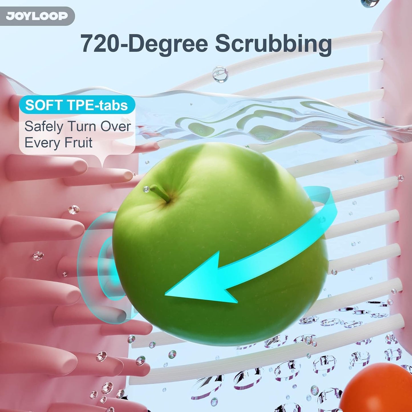 JOYMOOP Fruit Washer and Spinner with Brush, Large Cleaning Bowl for Fruits, Vegetables and Salad, Produce Scrubber