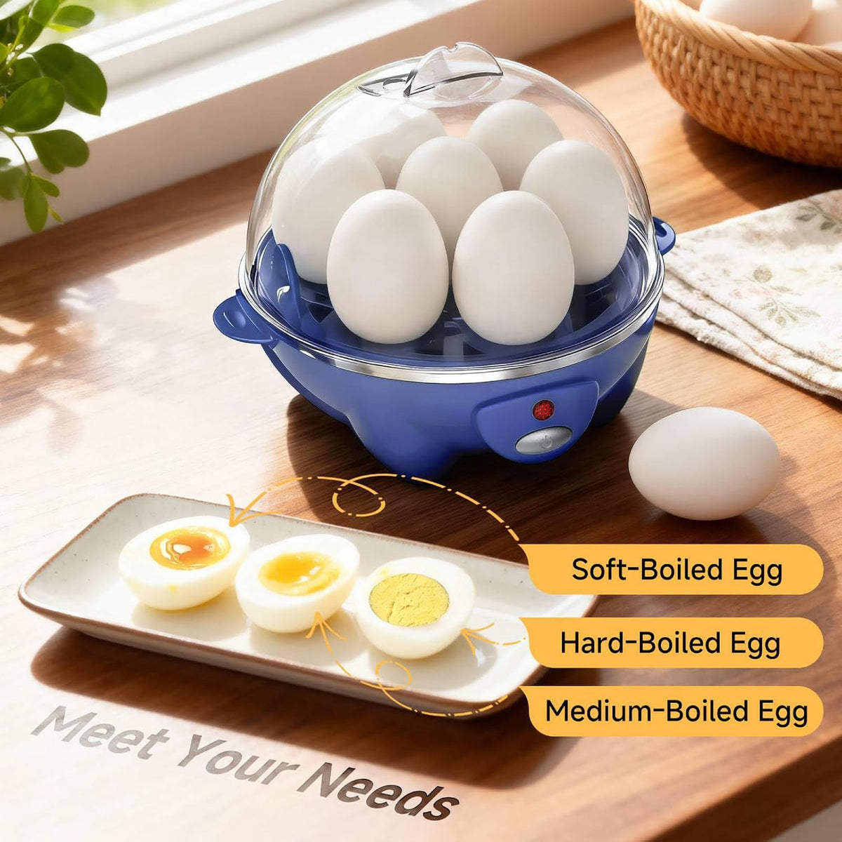 Egg Cooker,Rapid 7 Eggs Boiler with Auto Shut-off-Green