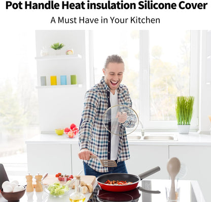 Silicone Pan Handle Sleeve,2pcs Small Heat Resistant Cast Iron Skillet Handle Covers,Pull-Out Anti-Slip Shrink Cast Iron Handle Cover for Shovel, Knifes Etc (Small-2pcs)