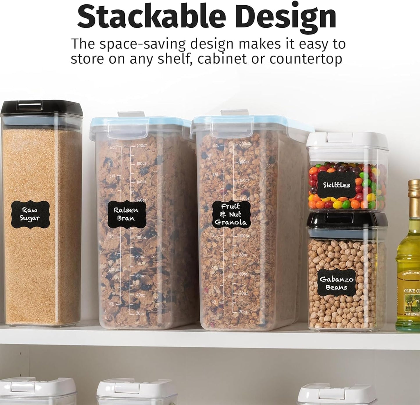 Shazo 2 Pack (6.3L / 213OZ) EXTRA Large Airtight Food Storage Cereal Containers for Bulk Food Storage BPA-Free Plastic Container, Pantry Organization and Canister for Rice, Pasta, Sugar & Flour
