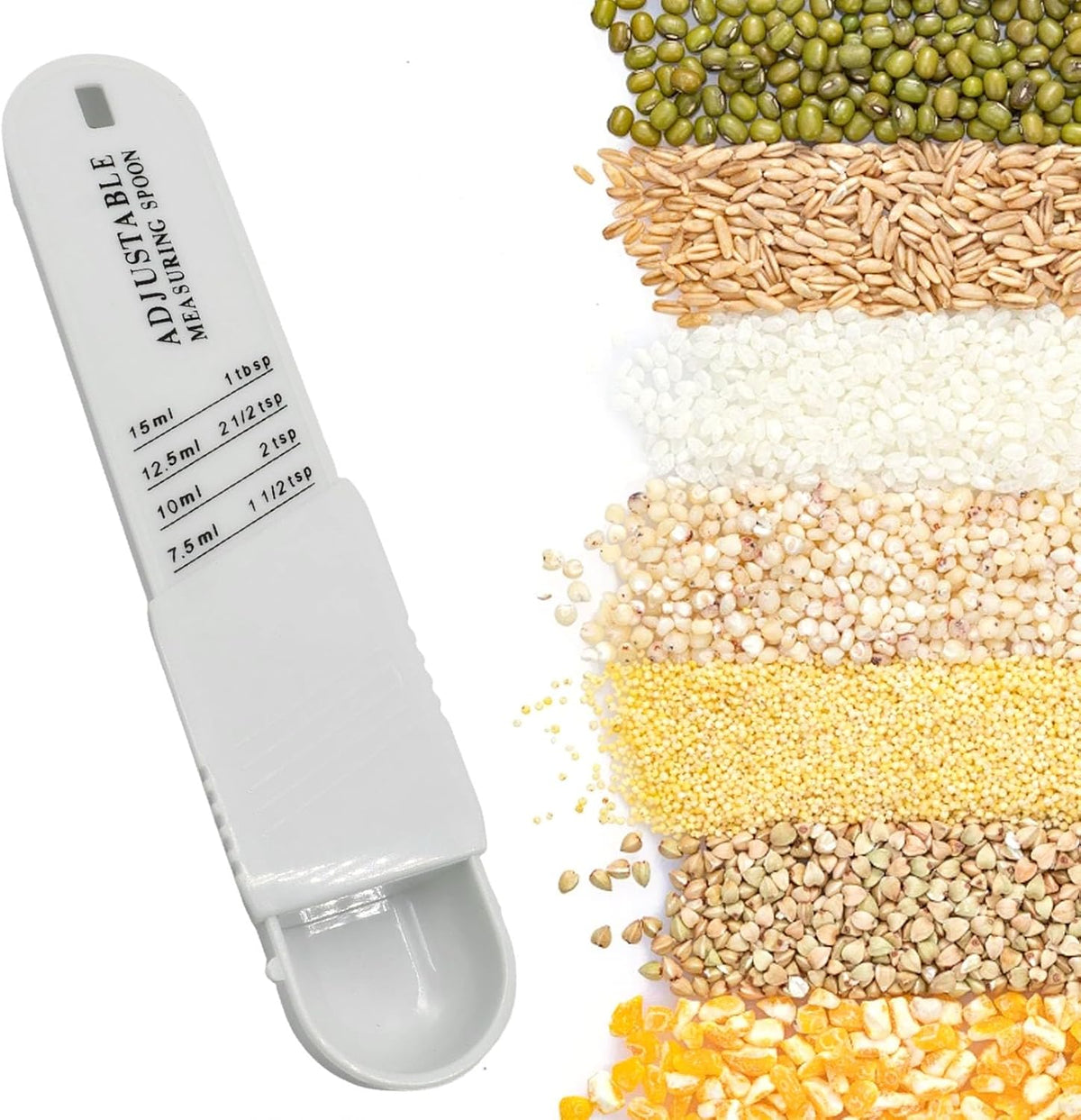 Adjustable Measuring Spoon, ABS White