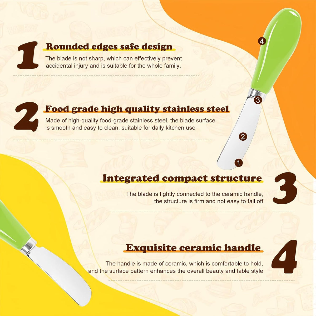 Butter Spreader Knife Set, 2 Pack Butter Knives and Cheese Knives
