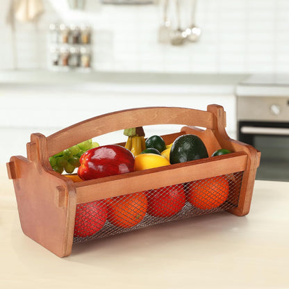 Teenyyou Garden Harvest Basket Mesh Storage with Handle Versatile Gardening Fruits Vegetables Gathering Basket Garden Supply Gardener Gift for Farmer Washing Holding(Brown,19in)