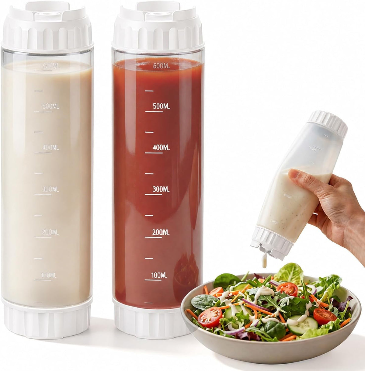 2 Pcs 16 oz Inverted Squeeze Bottles, Valve Condiment Dispenser (Black)