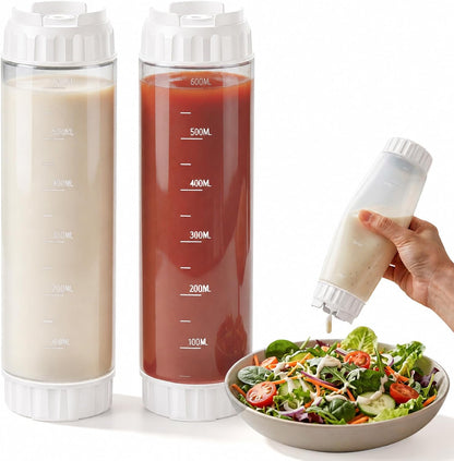 2 Pcs 16 oz Inverted Squeeze Bottles, Valve Condiment Dispenser (Black)