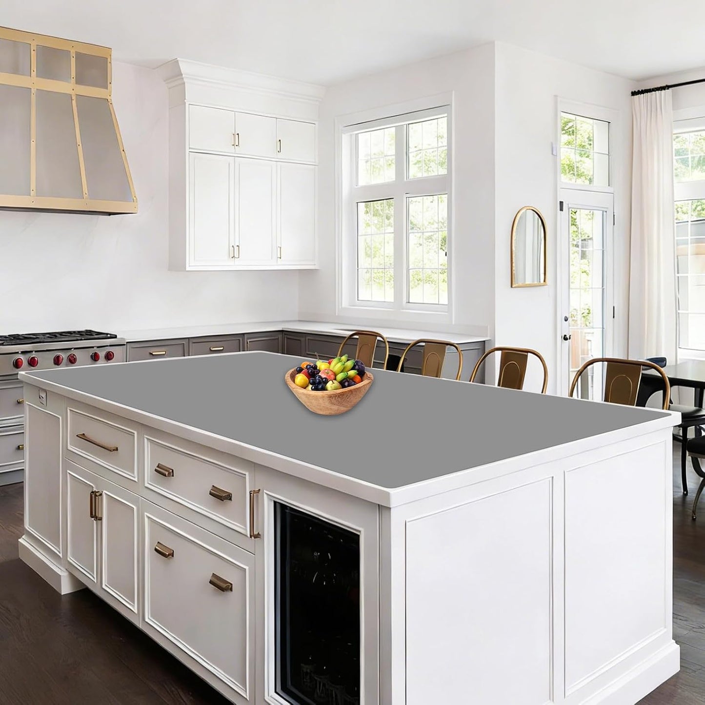 47.2"x23.6"(120cmx60cm) Large Silicone Mat for Kitchen Counter, Non-Slip Heat Resistant Countertop Protector, Waterproof Multipurpose Mat for Kitchen Island, Black