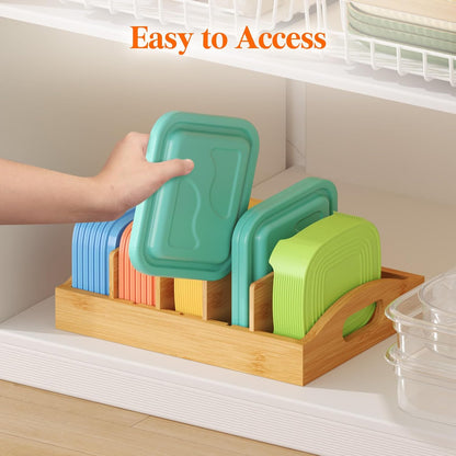 Lifewit Bamboo Lid Organizers for Inside Cabinet with 5 Sections