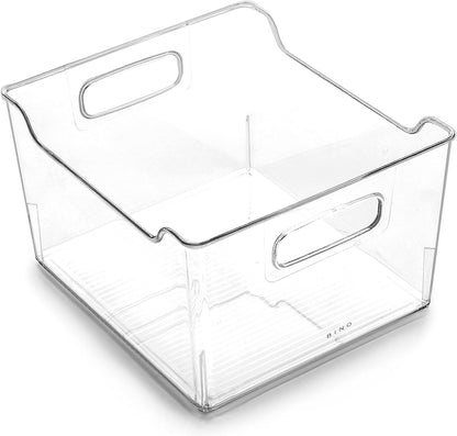 BINO | Clear Storage Organizer | THE LODGE COLLECTION | Containers for Organizing with Handles| Pantry & Kitchen Organization | Fridge Organizer | Bathroom Organizer | Storage Bins For Shelves Cabinet