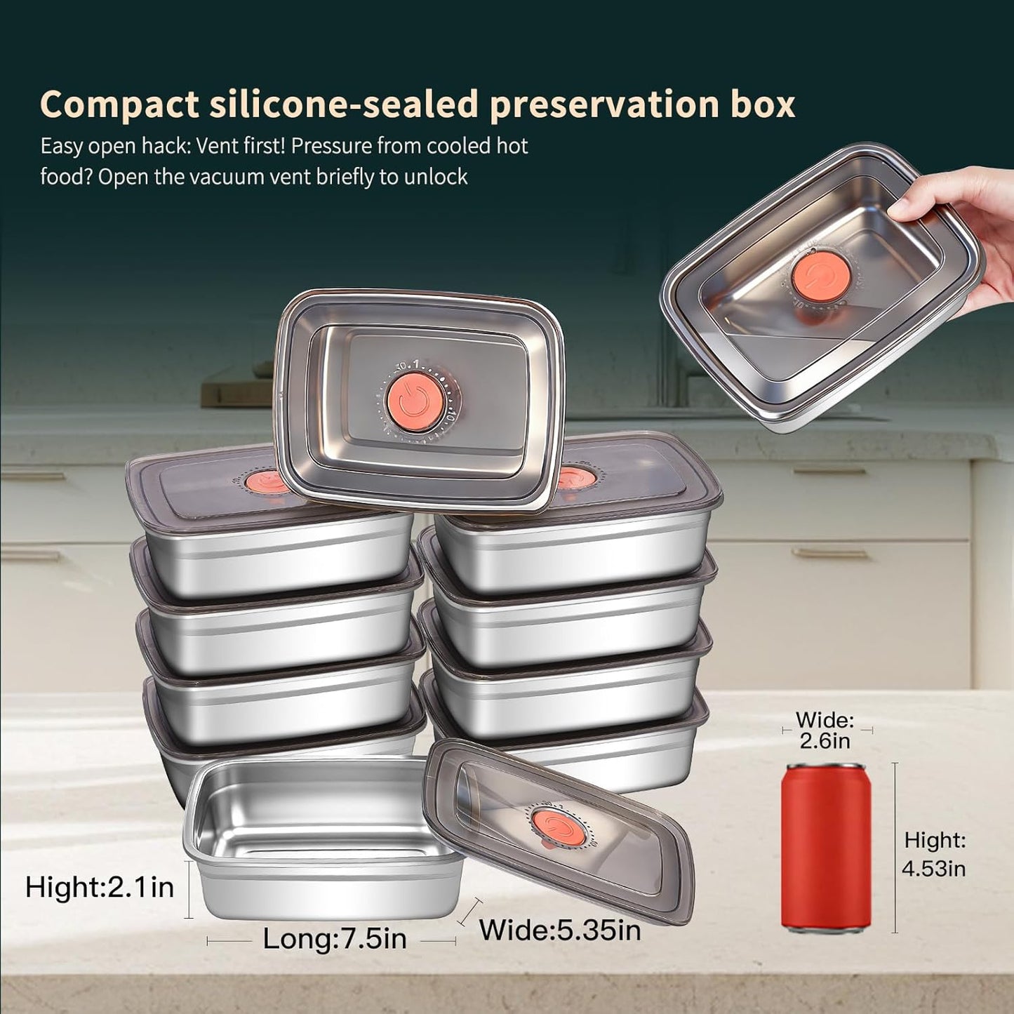 GIUOIDUO stainless steelFood Storage Containers setsstorage box with lidfreezer FrozenKitchen tray with lidOven plateSide dish plate Freezer & Dishwasher Safe