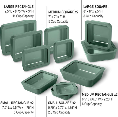 Ceramic Coated Glass Food Storage Container | No PTFE, PFOA, PFAS, and BPA | Reusable Non Toxic Meal Prep Container with Glass Lid | Easy To Store | 3 Cup Rectangle [Onyx]