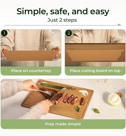Keechee Cutting Board with Non-slip Mat, Bamboo Cutting Board for Kitchen Meal Prep & Serving - Wood Serving Board Set with Deep Juice Groove Ideal Kitchen Gifts