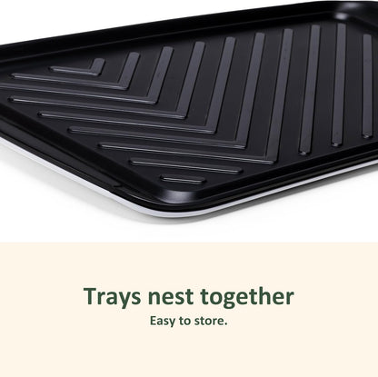 BBQ Tray for Raw Meat Prep and Cooked Food, Grill Prep and Serve Trays, Melamine Serving Trays and Platters for Food, Unbreakable Party Tray, Set of 2, Black and Red
