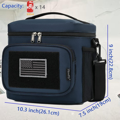FlowFly Lunch Bag, Insulated Cooler, Thermal Lunch Box Tote with MOLLE/PALS Webbing, Adjustable Padded Shoulder Strap, for Tactical Men Women Adults and Boys Girls Kids (Cyan, Medium)
