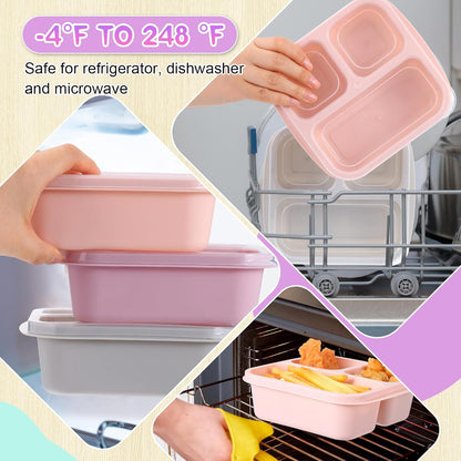Honeydak 5 Pack Snack Containers 3 Compartment Bento Snack Boxes Divided Meal Prep Containers with Lids Reusable Adults Lunch Food Storage Box for School Work Travel(Elderberry)