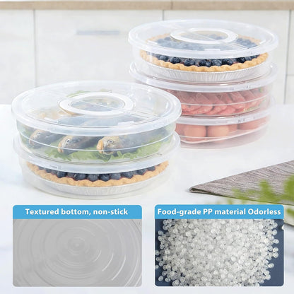 Pie Carrier With Lid and Handle, 12IN Stackable Pie Carriers for Transport with Double-Layer Divider, Airtight Pizza Saver for Leftover Pizza, Pie, Cake (3PC)