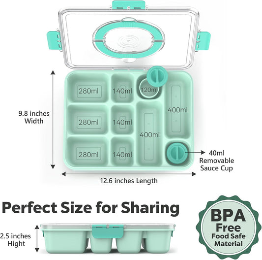 Snackle Box Container for Adults with 10 Compartment, Divided Serving Tray with Lid and Handle and 2 Sauce Containers, Portable Snack Box Container for Charcuterie Party Travel, Purple