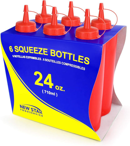 New Star Foodservice Squeeze Bottle, 12 oz, Red